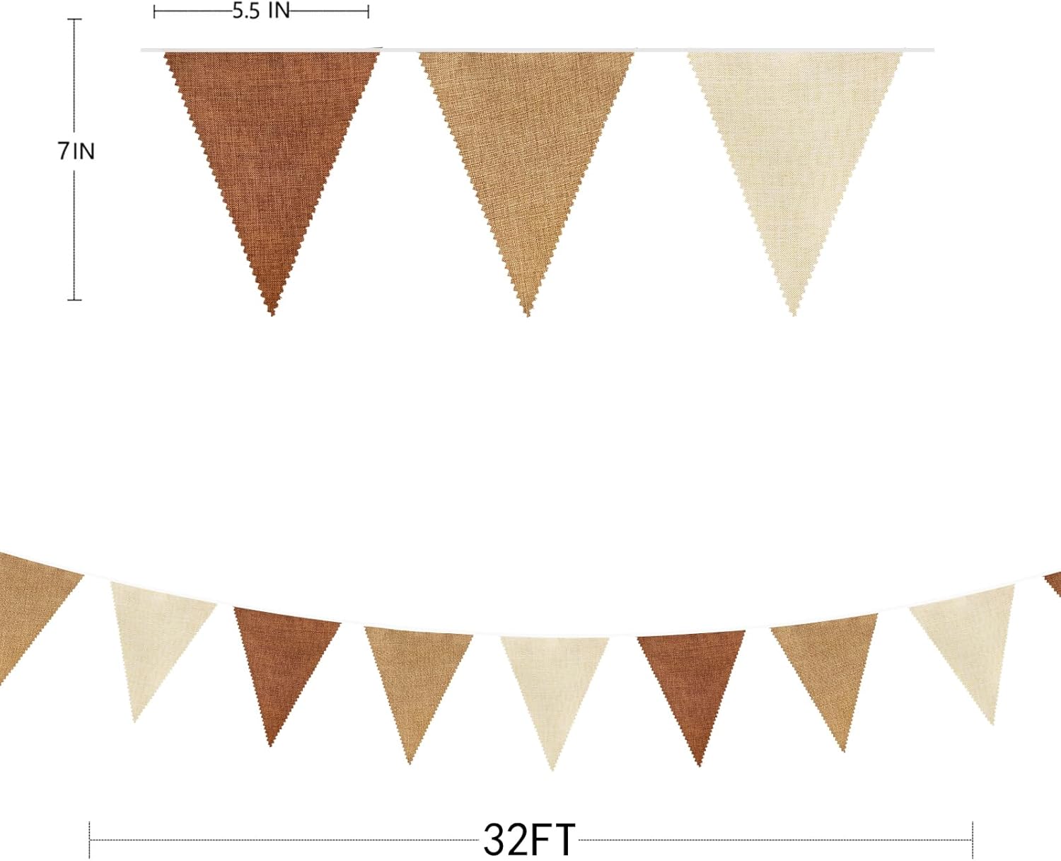 Brown Boho Pennant Bunting Garland 32Feet Decorations