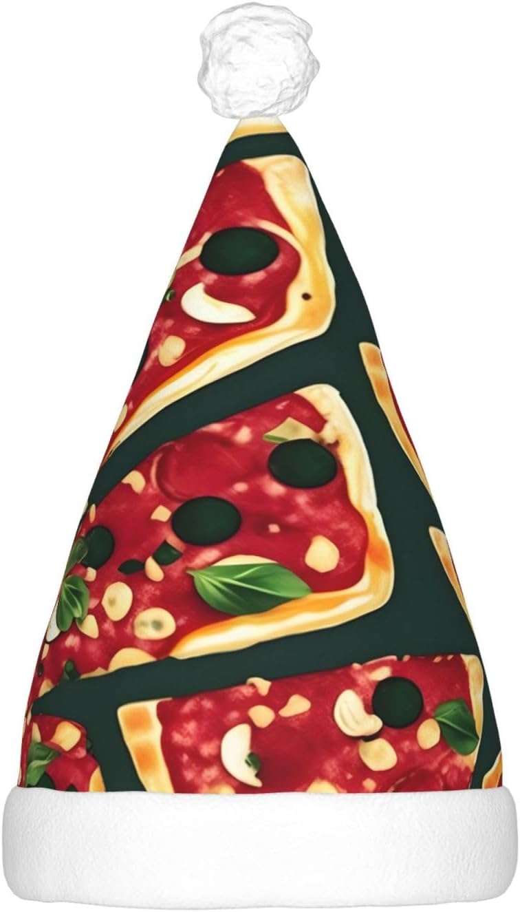 QINZHENG LED Pizza Santa Hat Christmas Decoration