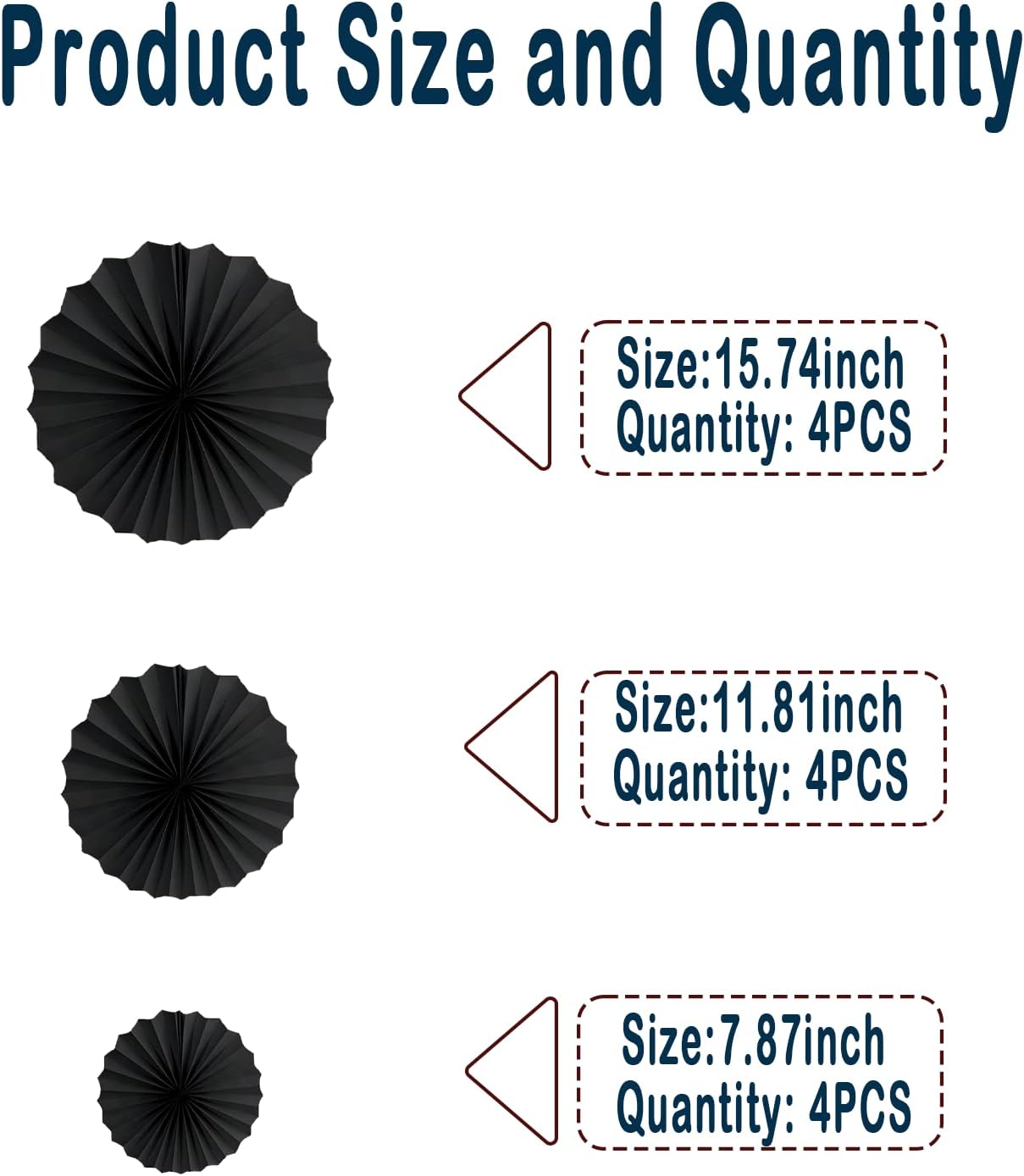 HQZ Black Party Hanging Fans DIY Set 12pcs