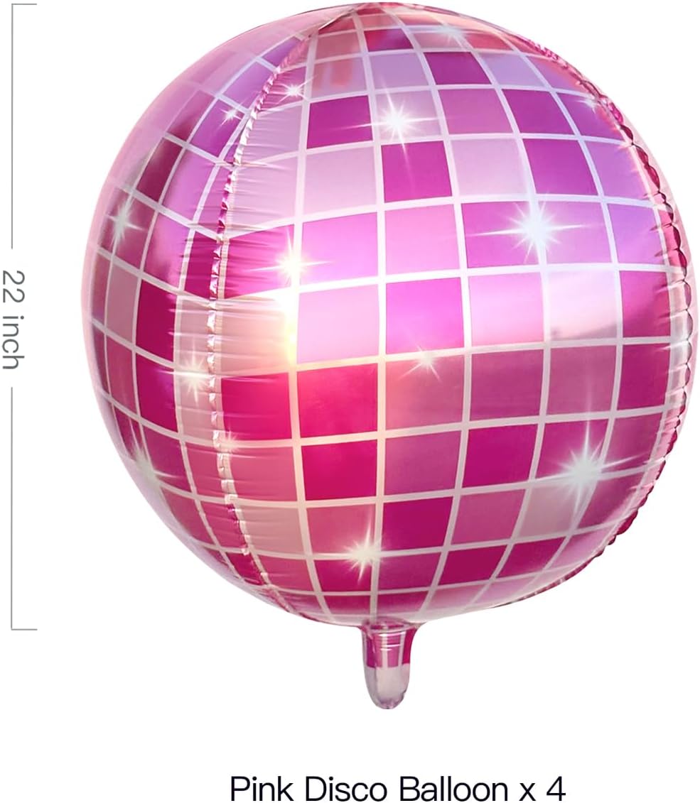 4D Disco Foil Balloons Set of 4 Shiny Pink
