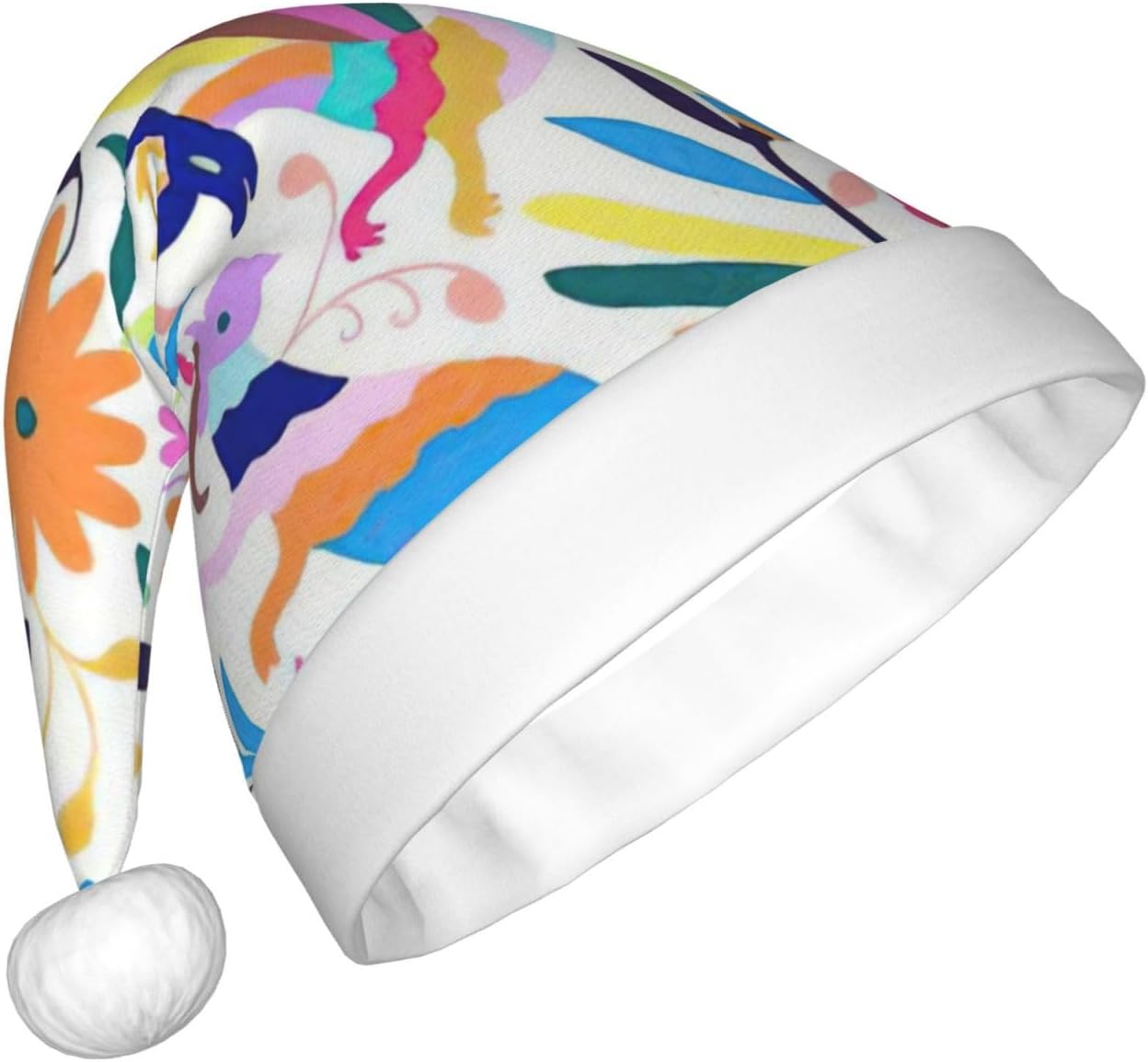 QINZHENG Personalized Santa Hat with Mexican Otomi Animals Print