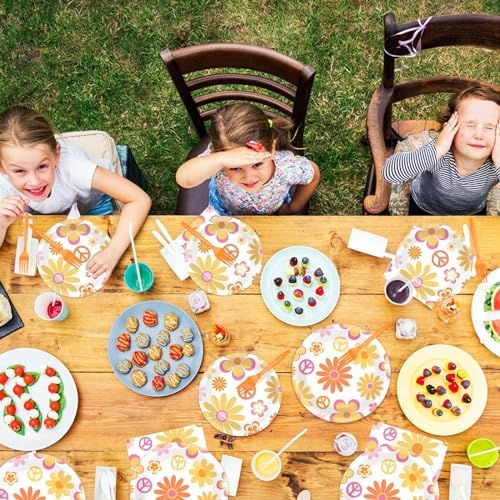 96 Pcs Retro Daisy Flower Party Supplies for 24 Guests