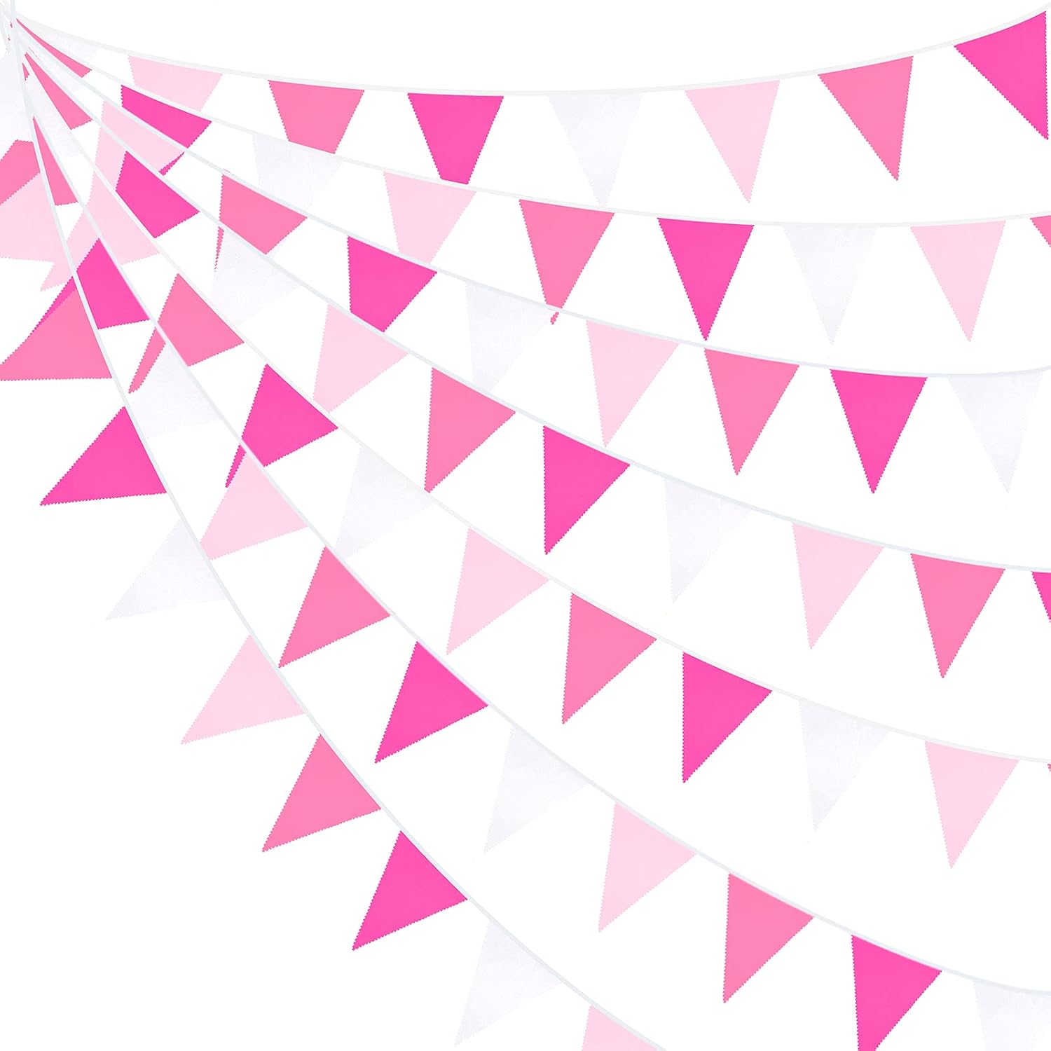 32 Ft Hot Pink Rose Pennant Banner Garland Kit for Parties