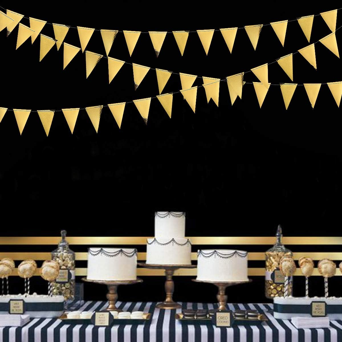 40 Foot Gold Triangle Banner Bunting Garland