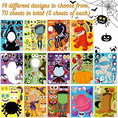 Moon Boat Halloween Sticker Crafts for Kids 70 Sheets