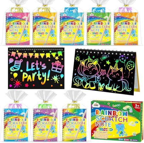 ZMLM Rainbow Scratch Art Notebook 16 Pcs Kids Craft Kit