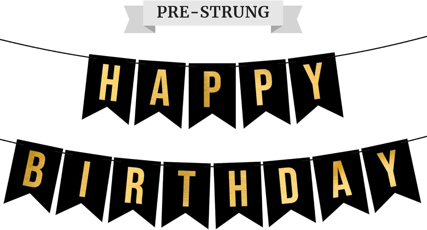 Pre-Strung Happy Birthday Banner - No DIY Required