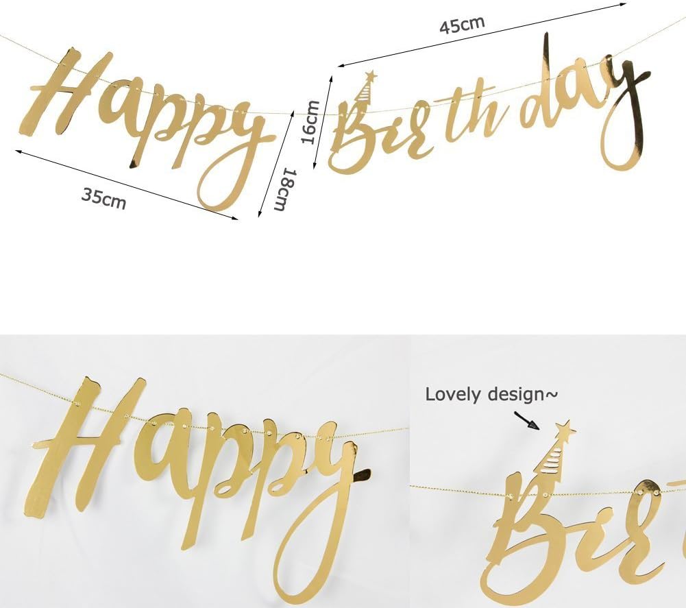 SUNBEAUTY Teal Gold Birthday Decor Set