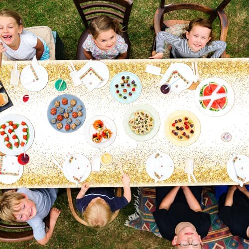 Happy Birthday Tablecloths 3pcs Gold White Party Decor