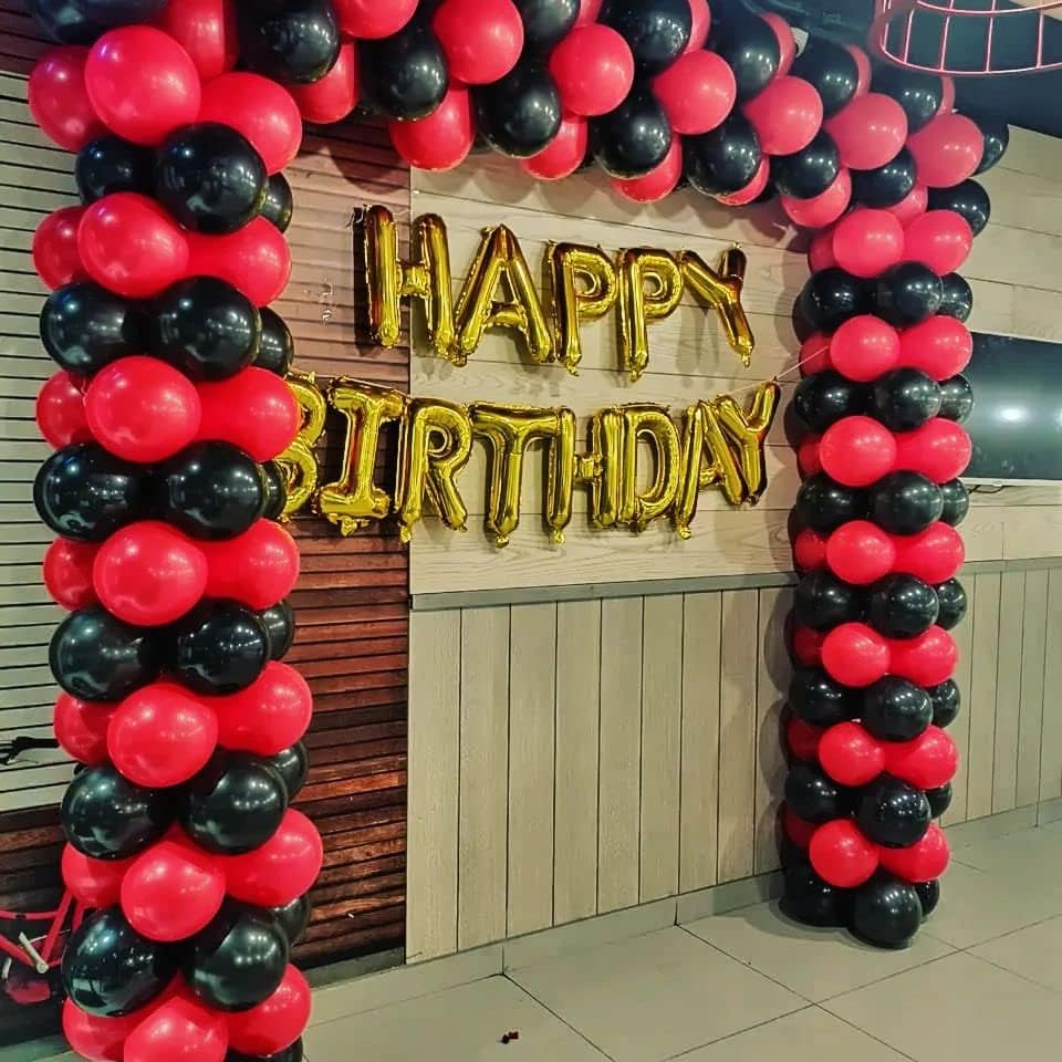Bezente Black and Red Balloons Garland Kit 100Pcs