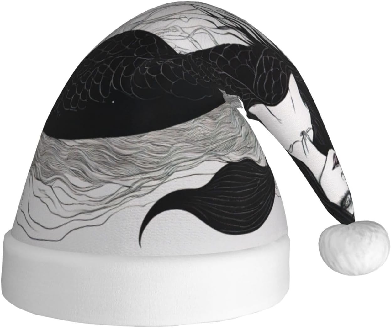 Dark Mermaid 04 Print Christmas Santa Hat Plush for Adults