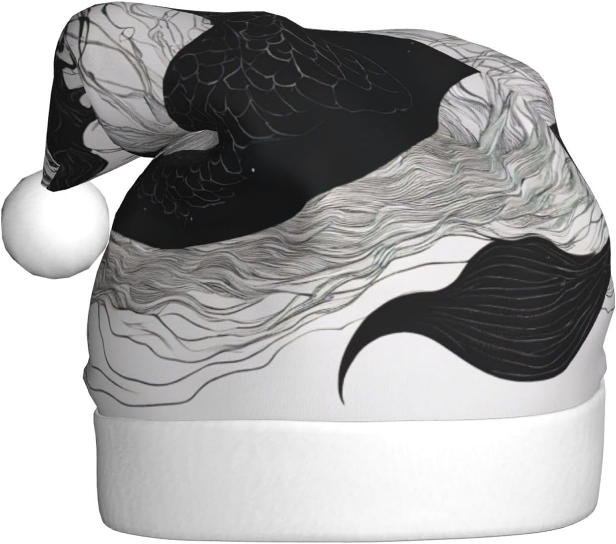 Dark Mermaid 04 Print Christmas Santa Hat Plush for Adults