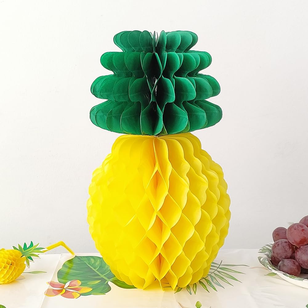 Hawaiian Tropical Party Decor Set with Pom Poms and Fans