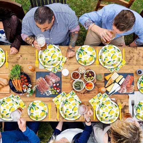 Wiooffen 96 Pcs Lemon Party Tableware Set