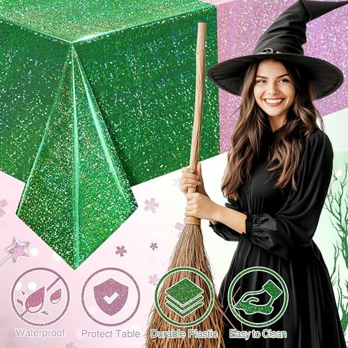2 Pack Green Pale Pink Holographic Tablecloth 40x108