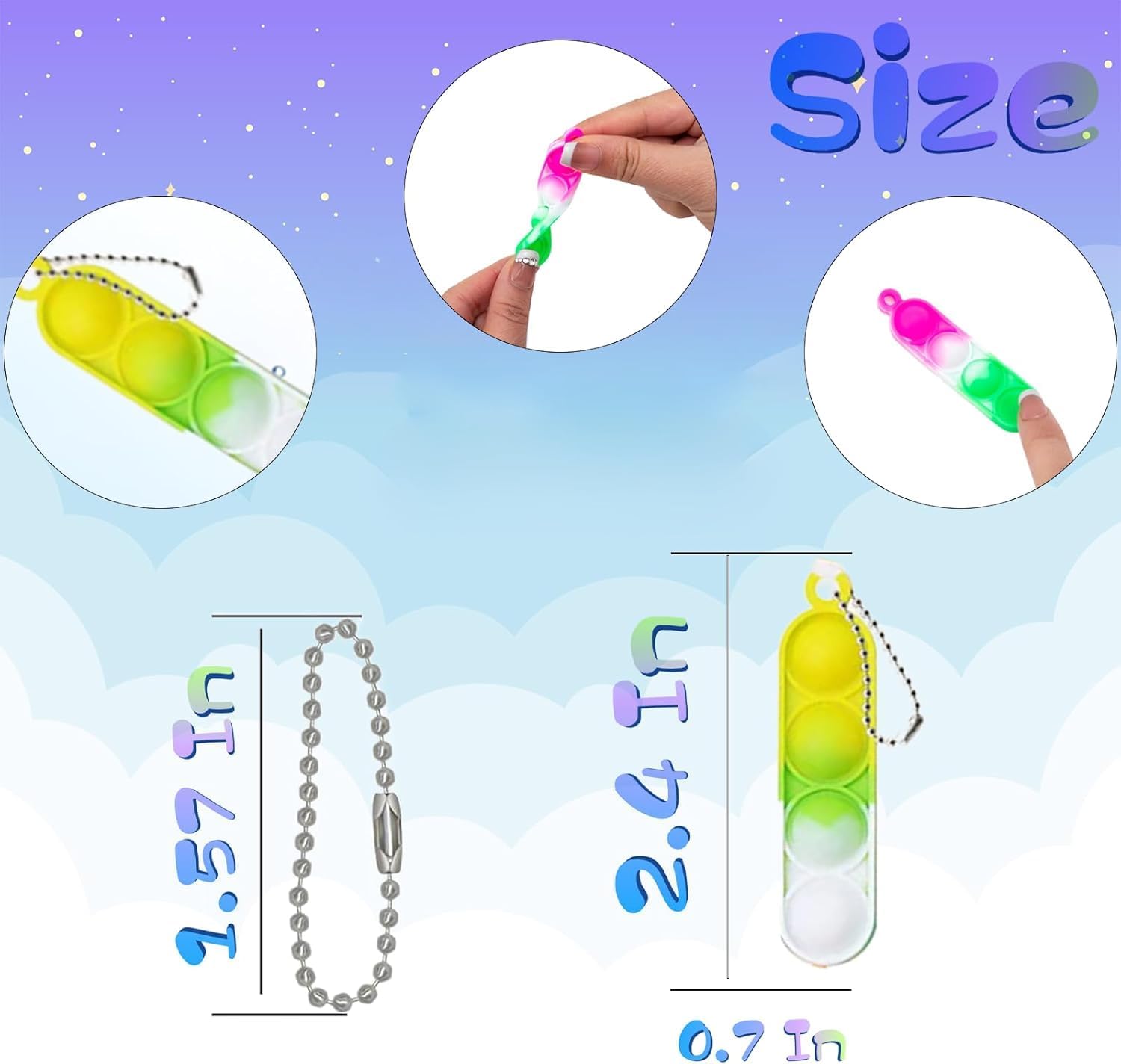 360 Pcs Rectangle Pop Keychain Fidget Toys for Kids