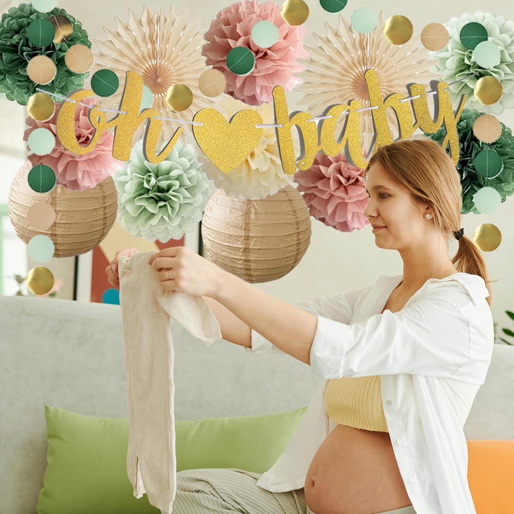 Sage Green and Dusty Pink Baby Shower Decorations