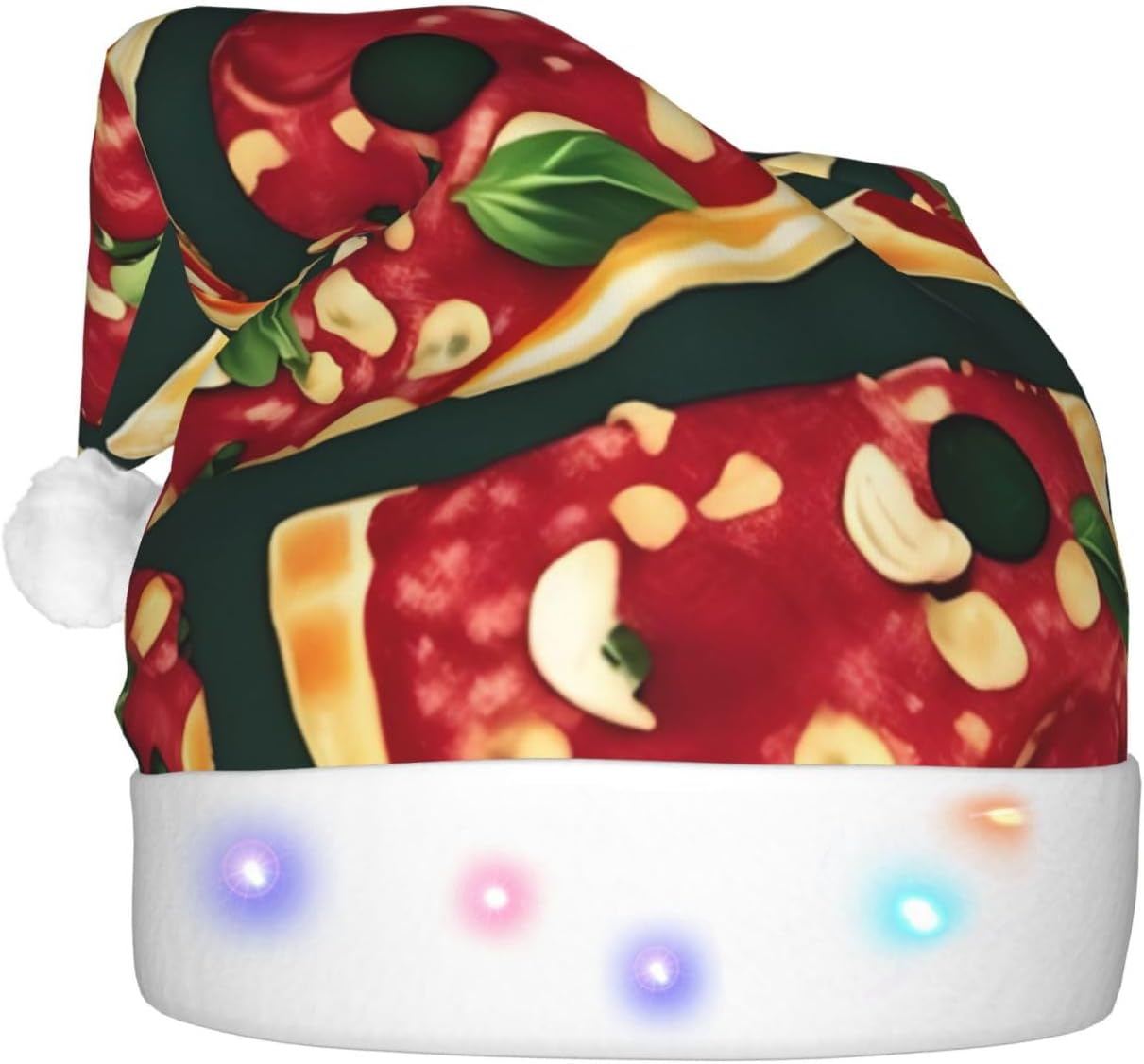 QINZHENG LED Pizza Santa Hat Christmas Decoration