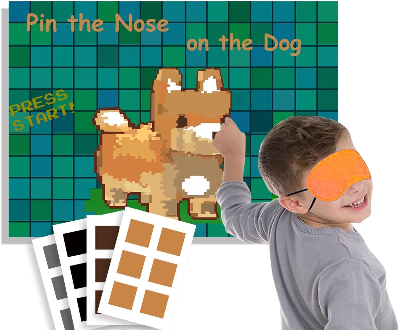 Pixel Party Favors with Pin the Tail Game Set