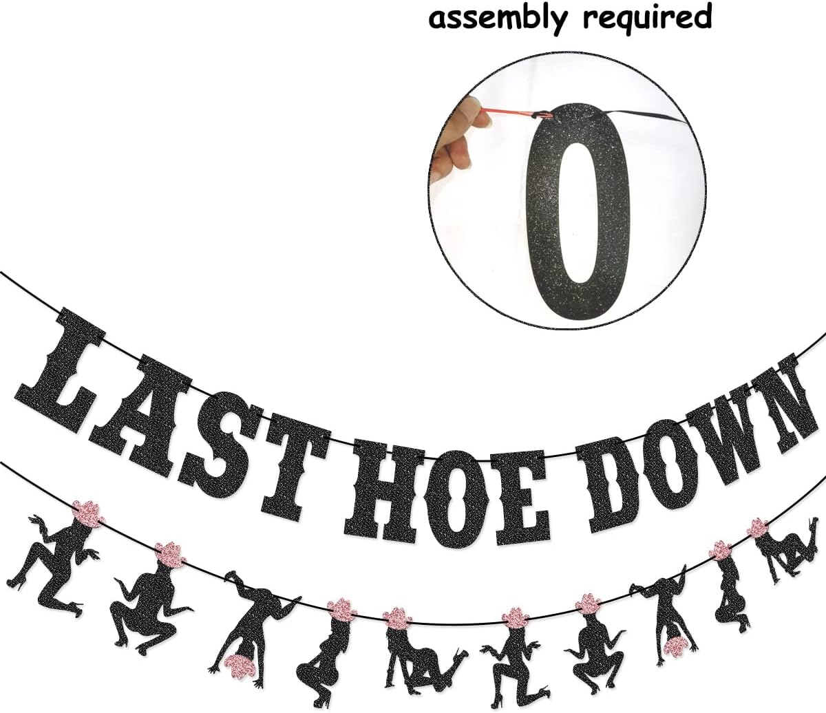 Wulagogo Last Hoedown Western Cowgirl Bachelorette Banner Black 7x6