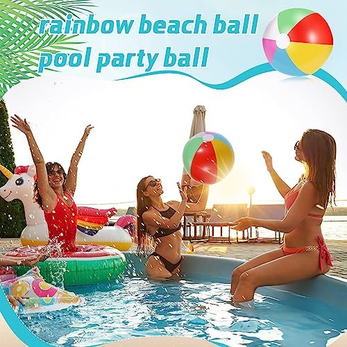 100 Pack Inflatable Beach Balls Rainbow 10 11 126
