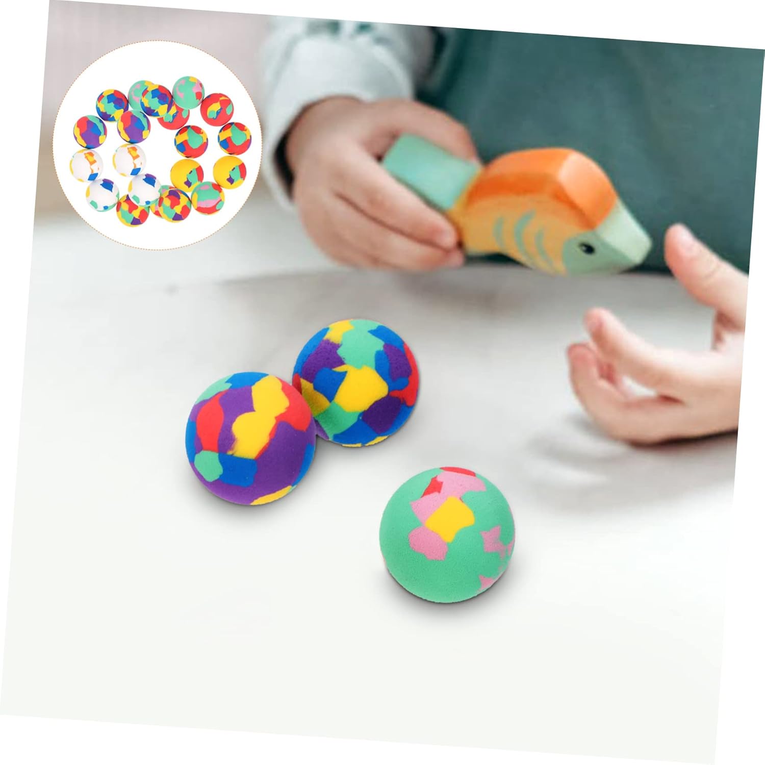 KICHOUSE 50pcs Bounce Balls Stress Relief Toy for Kids
