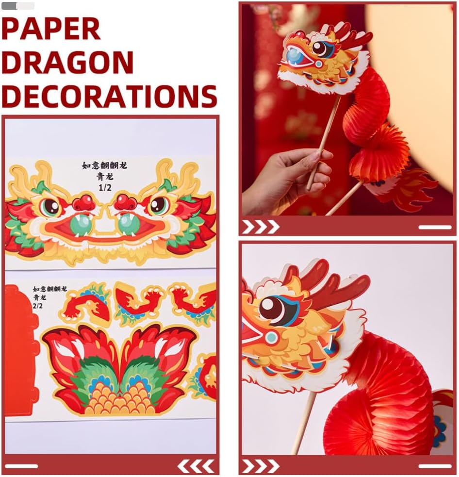 Vaguelly 1Set Paper Dragon Craft Kit for Kids
