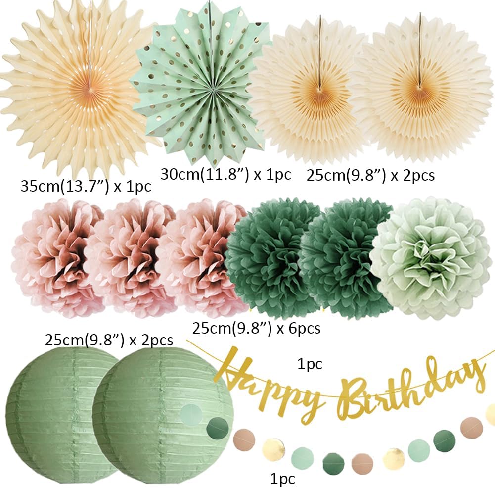 Sage Green and Dusty Pink Birthday Decor Kit