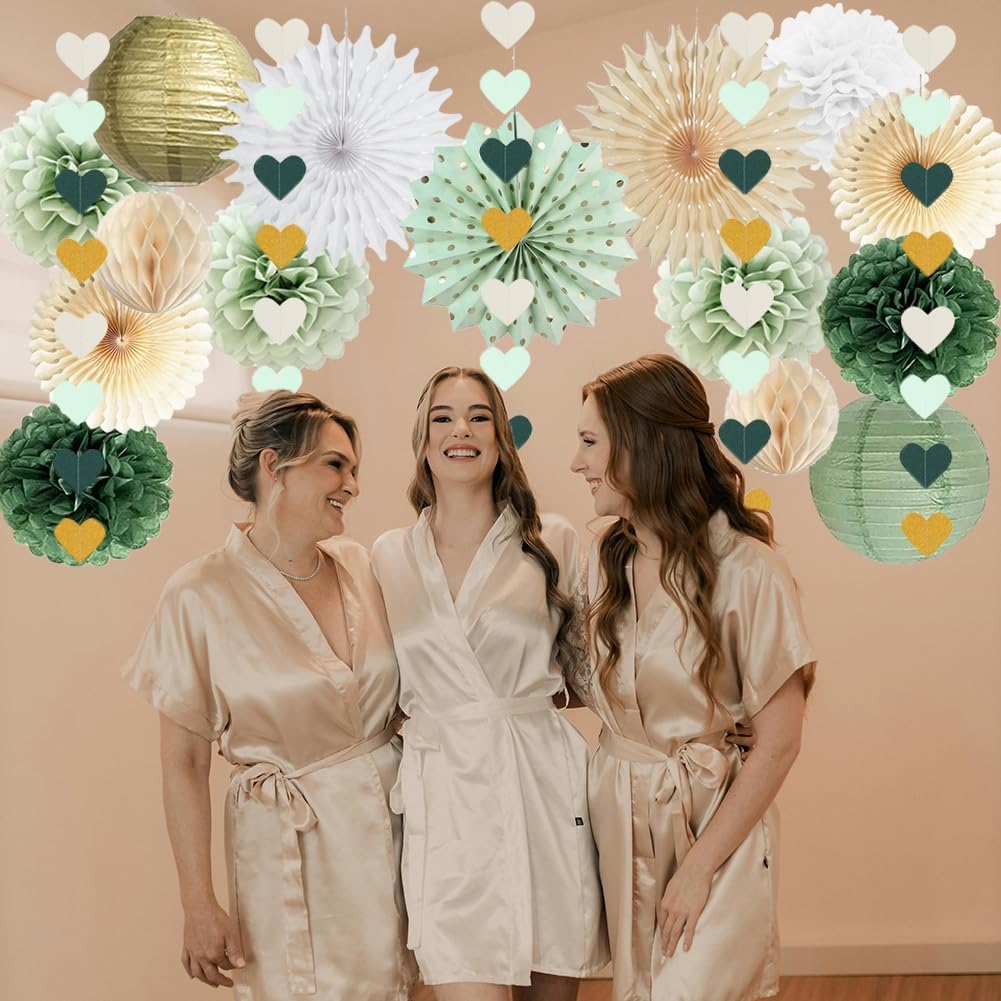 Sage Green Gold Party Decorations Kit
