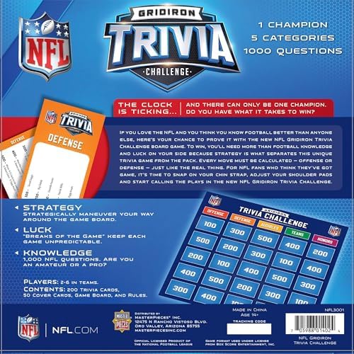 Masterpieces NFL Gridiron Trivia Challenge Board Game