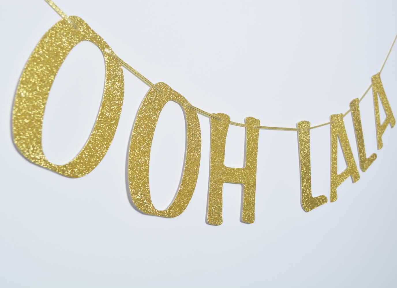 Paris Themed Gold Glitter Banner Decor