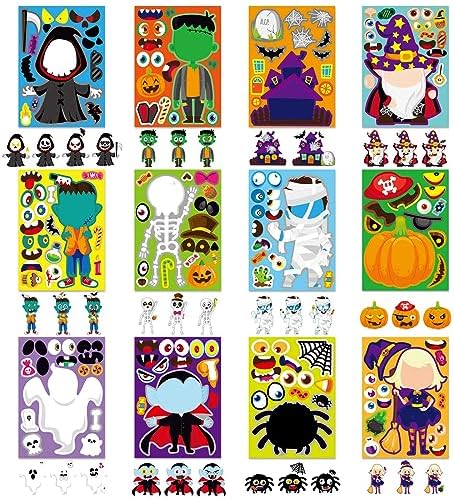 48 PCS Halloween Make-a-Face Stickers for Kids