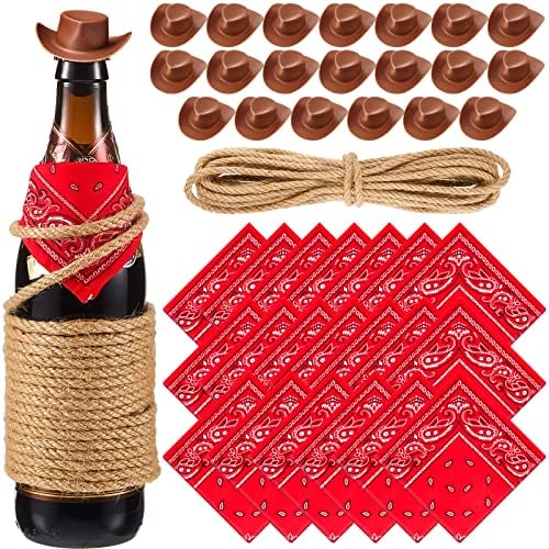 Leitee 20 Piece Mini Cowboy Hats with Bandannas