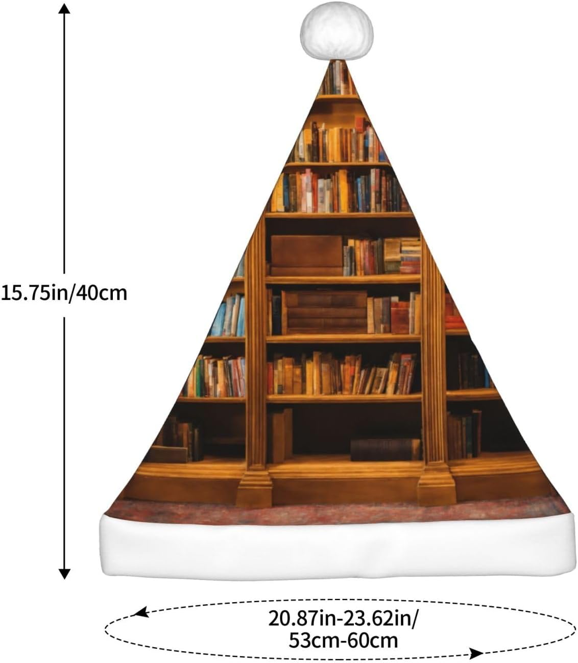 Books Print Christmas Santa Hat Plush for Adult