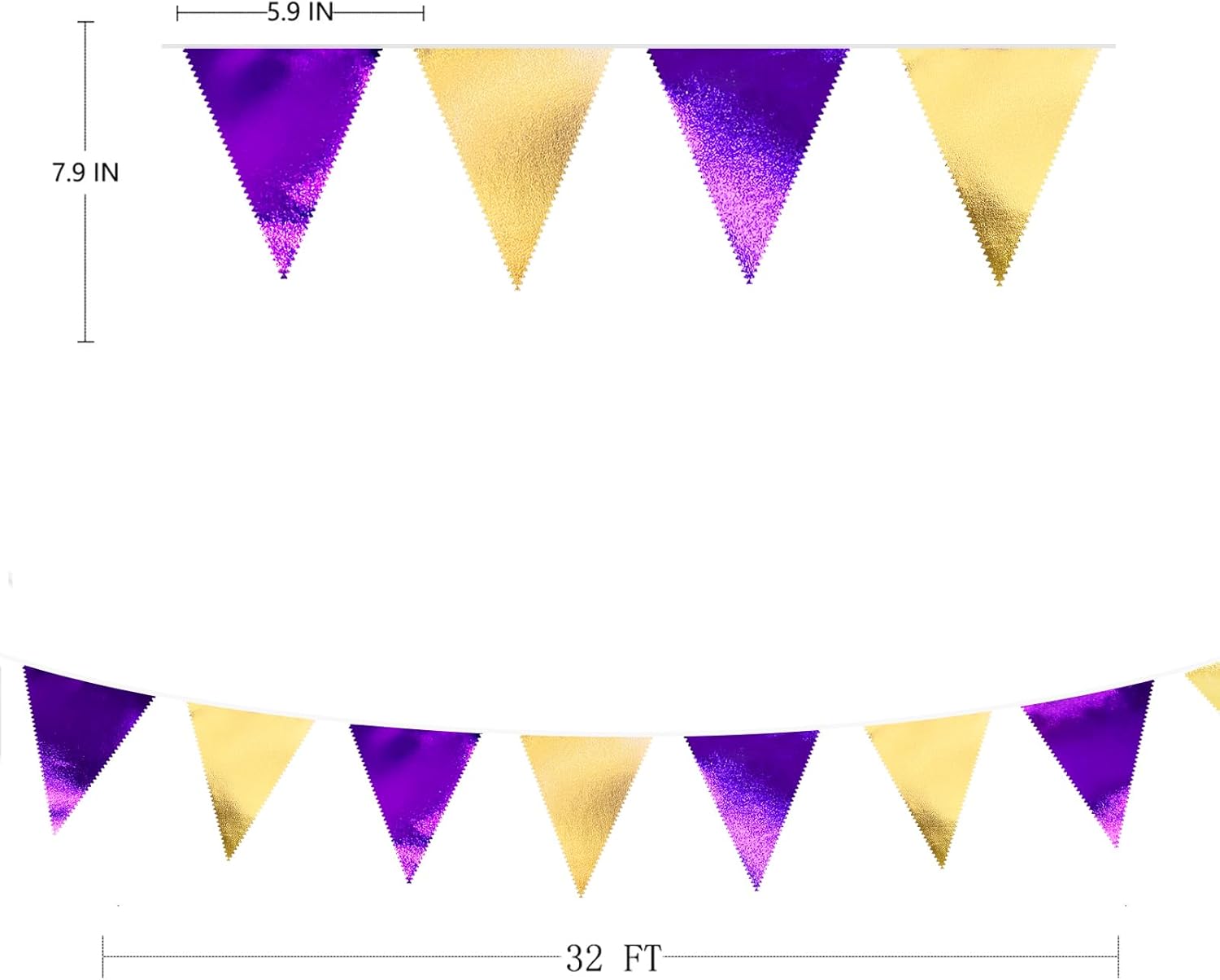 Pinkblume Purple Gold Party Decorations Flag Bunting Garland