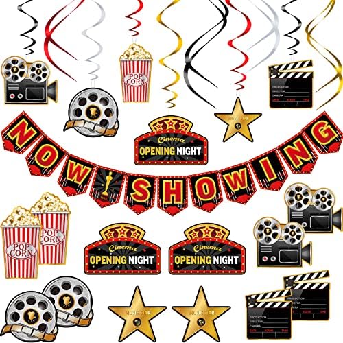 45 Piece Movie Night Decor Kit with Banner and Swirls
