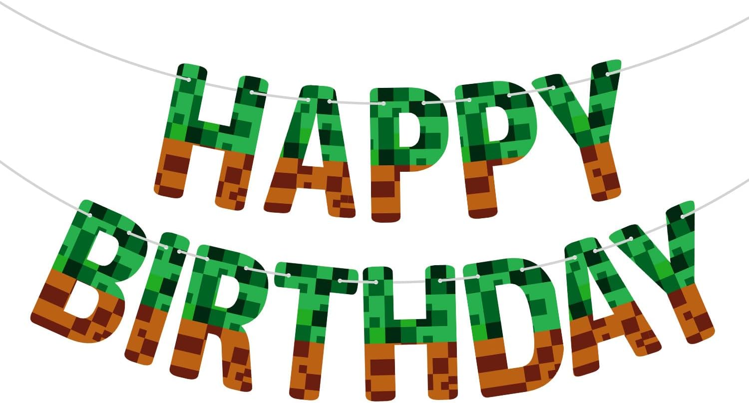 Happy Birthday Miner Banner for Home and Party Decor