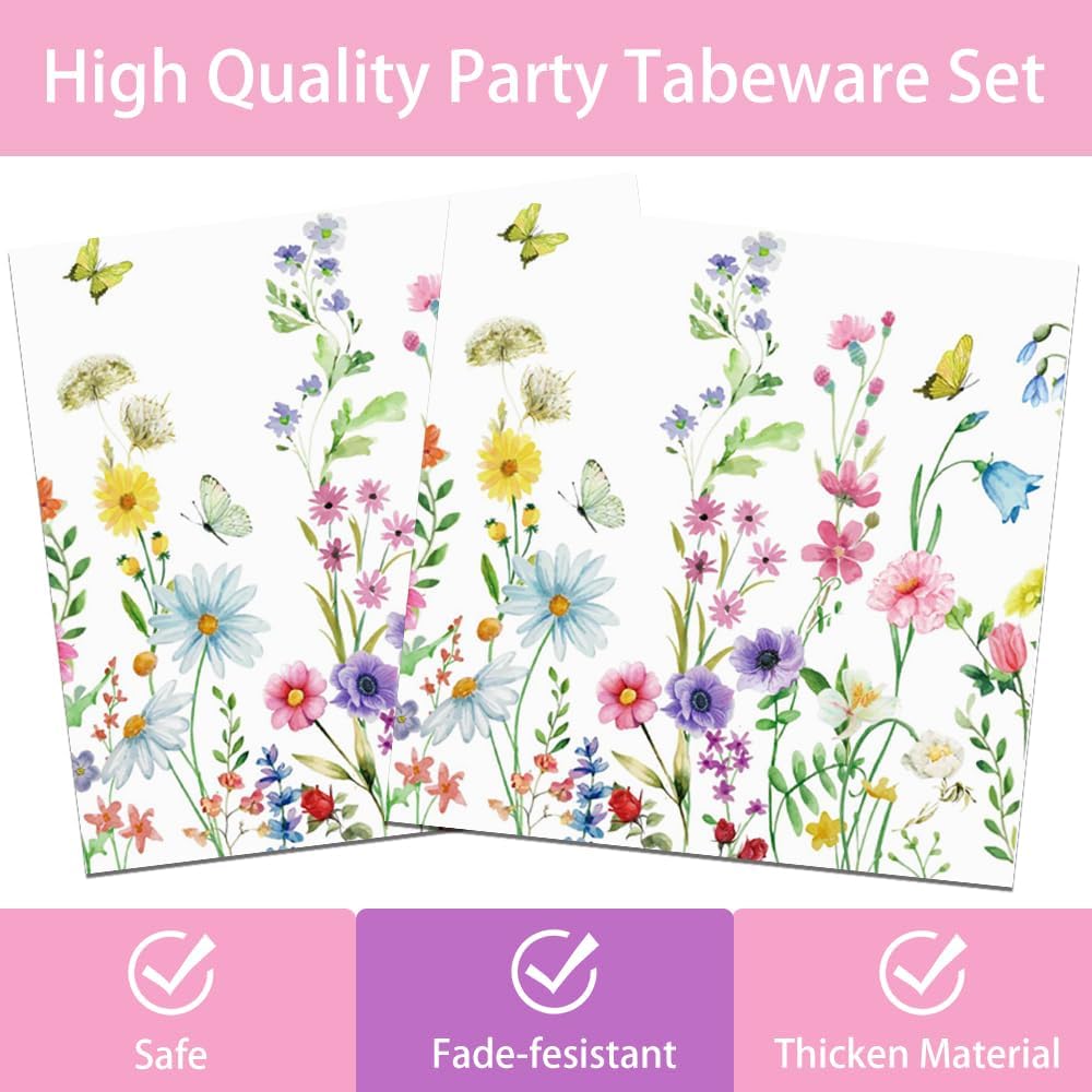 40 Pcs Wildflower Plates and Napkins Party Kit