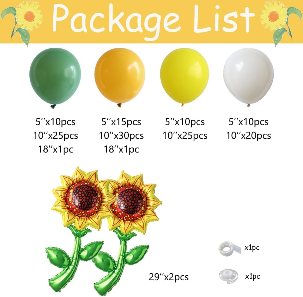 Sunflower Balloon Garland Arch Kit 149Pcs