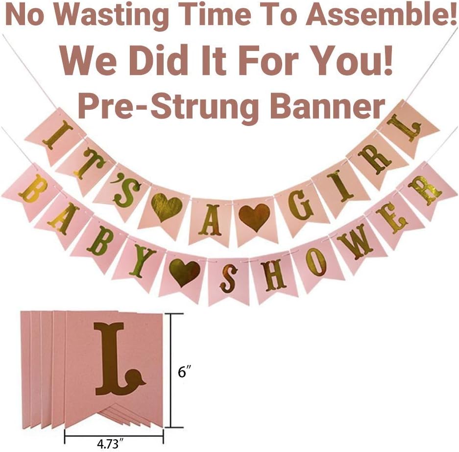 Pink and Gold Baby Shower Decorations for Girl