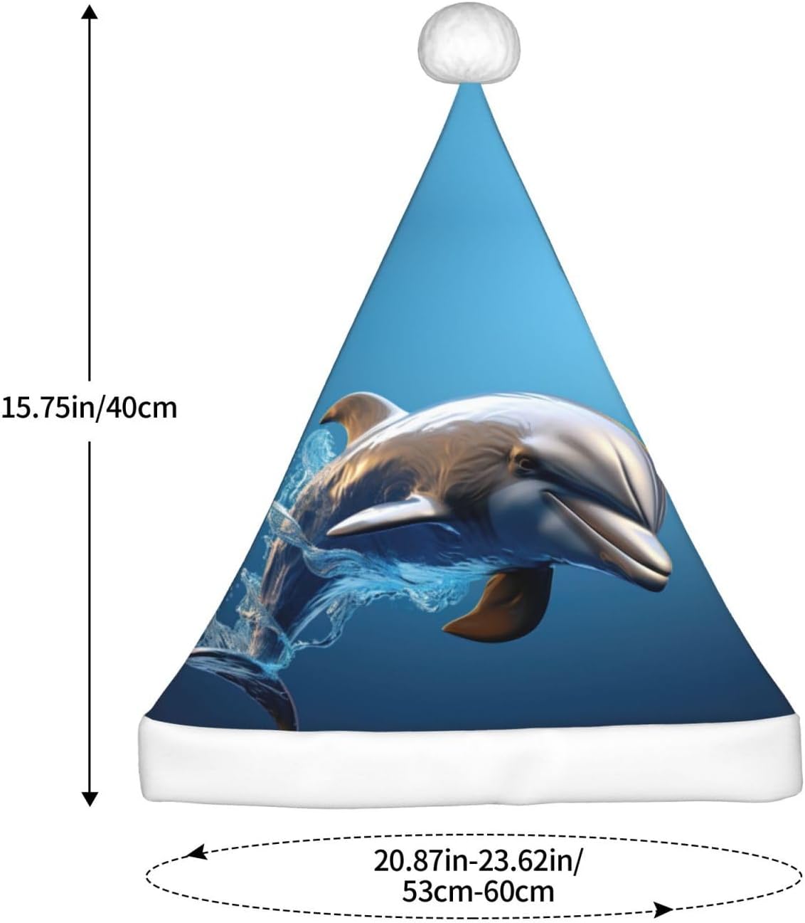 Unique 3D Dolphin Print Santa Hat Plush