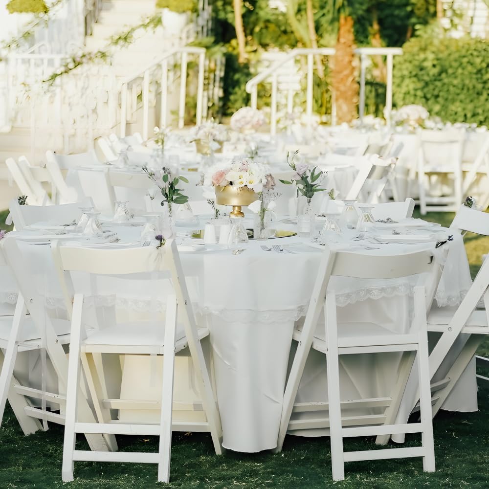 Cuckan 120 Inch Round Tablecloth 10 Pack White