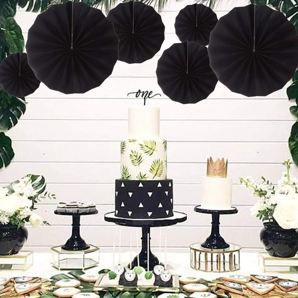 MOWO Black Paper Fans Hanging Decoration 6pc