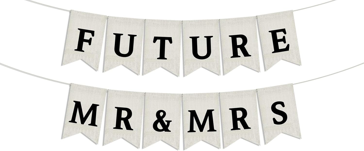 Burlap Future Mr Mrs Banner - Wedding Decorations