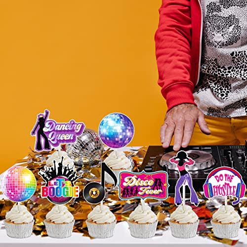 36pcs Disco Party Cupcake Toppers 70s 80s Decorations