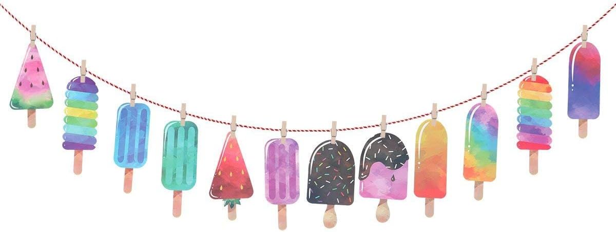BinaryABC Popsicle Banner Garland for Luau and Summer Parties
