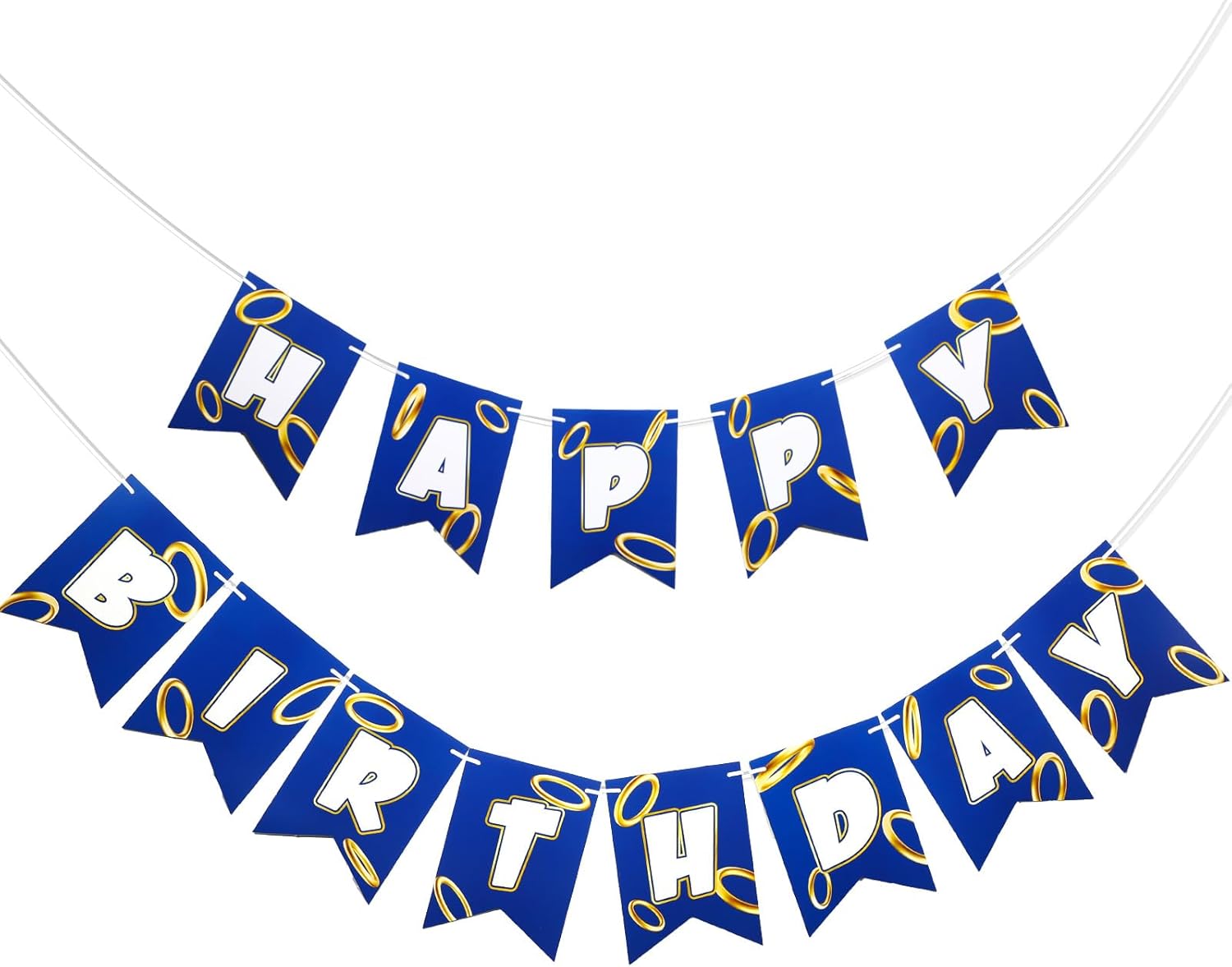 Blue Golden Birthday Party Decorations Banner