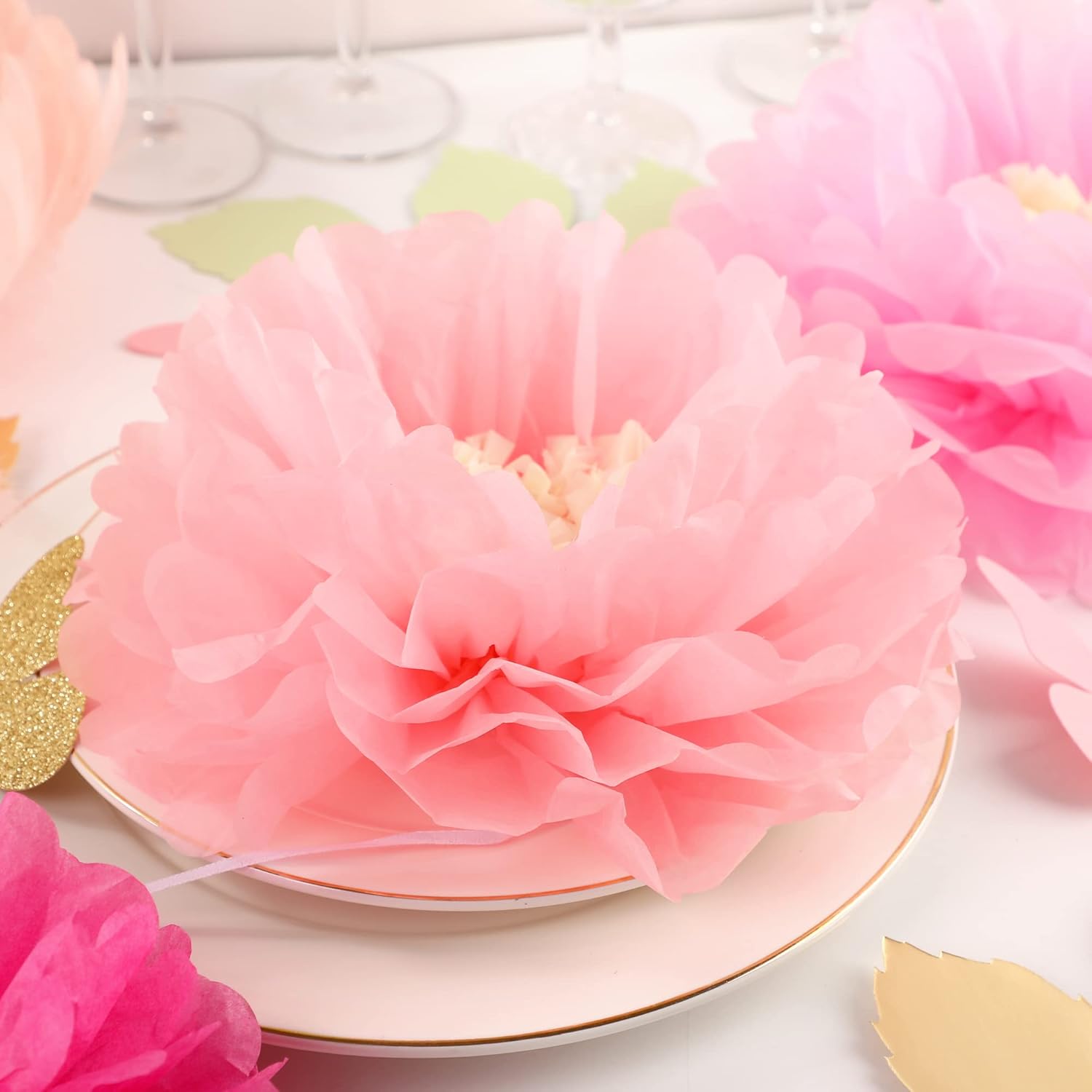 Fonder Mols Tissue Pom Poms Flowers Set of 21 Rose Pink