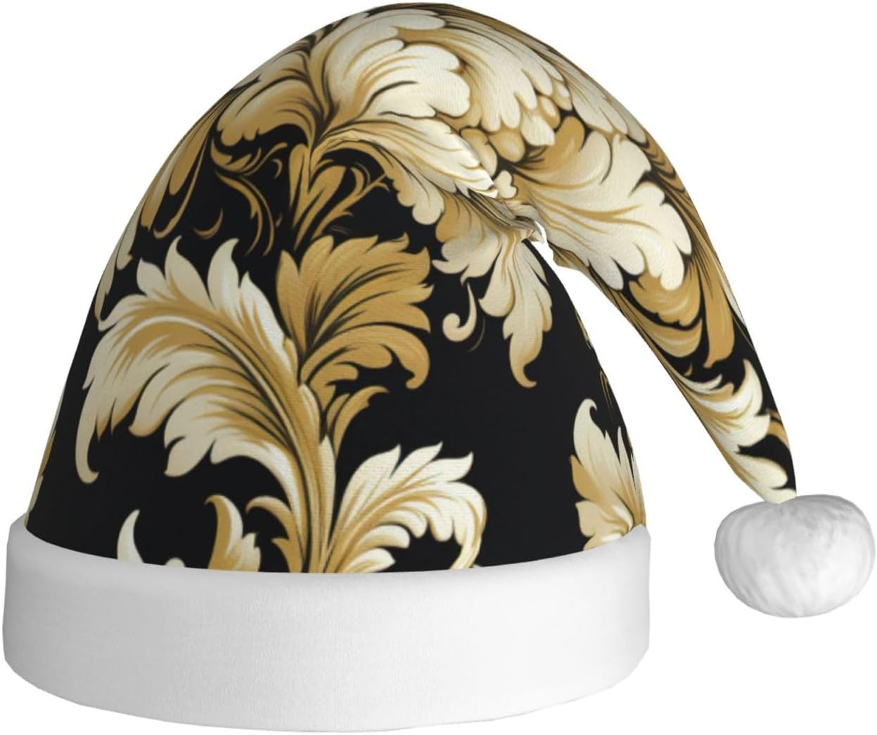 Damask Pattern Christmas Santa Hat Plush for Adults