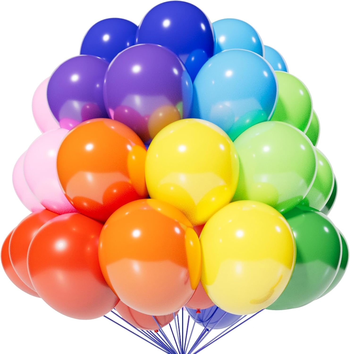 KAWKALSH 120 Rainbow Balloons 12 Inches Birthday Set